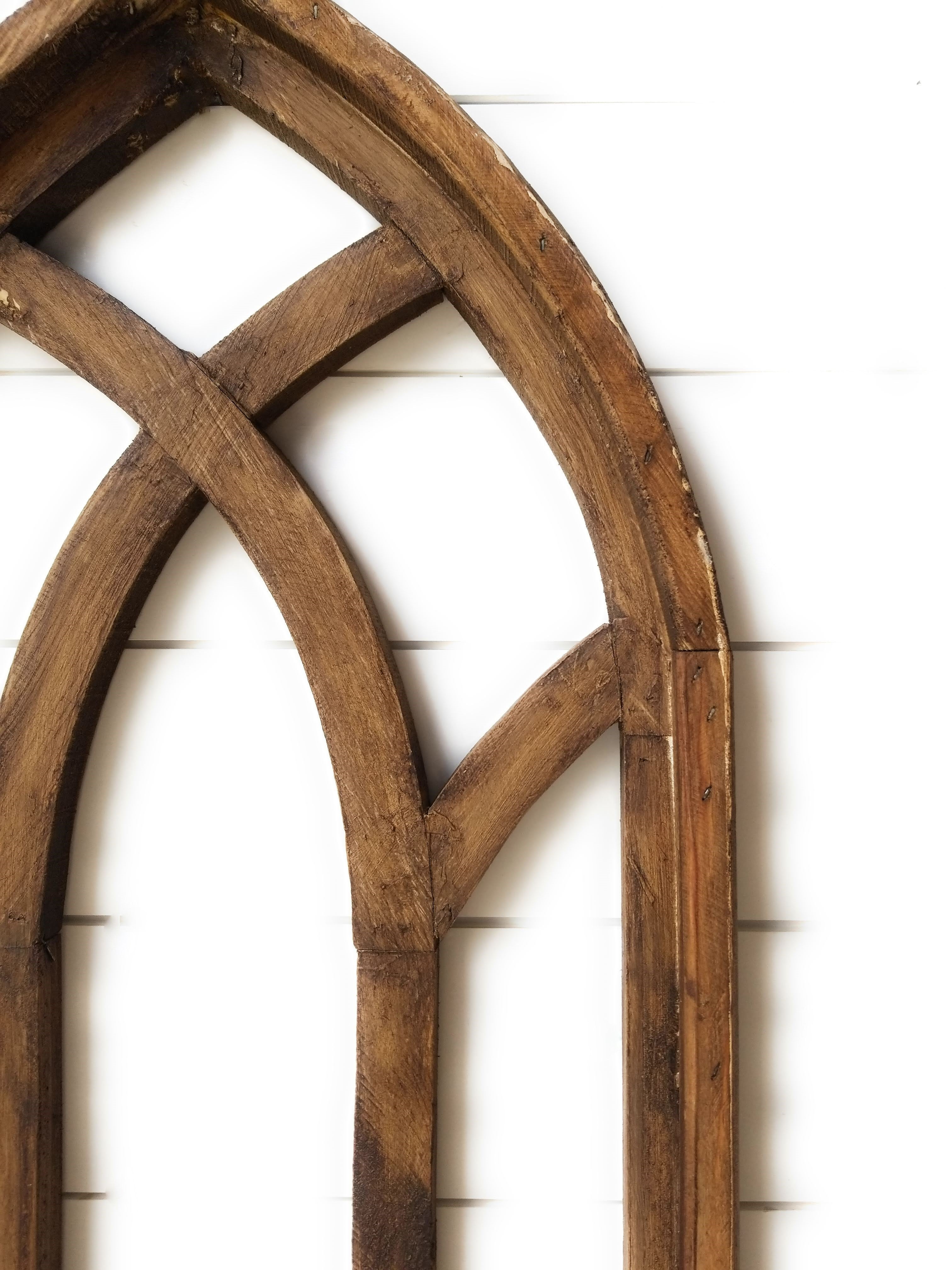 Medium Farmhouse Wood Cathedral Window Arch Rustic Brown- The Farmhouse Cathedral Window Medium - Ranch Junkie Mercantile LLC